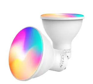 LED灯泡GU10聚光灯RGB可调光8w智能Wifi或IR遥控器RGB和白色
