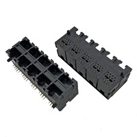 Connecteur modulaire RJ45 Coorle empilable multi-ports 2x5 ports 8P4C, entrée latérale femelle pour PCB 5921 Ethernet