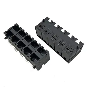 Empilé multi-ports 2x5 ports RJ45 Modulaire Jack 8P4C Connecteur Femelle Entrée Latérale pour PCB 5921 Ethernet Stock