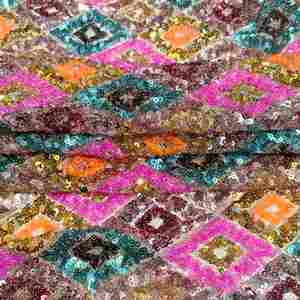 Bán buôn tùy chỉnh floeal dệt Polyester lưới vàng đỏ sequin ren vải cho phụ nữ ăn mặc, hometextile - Product Image 1