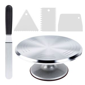Plateau tournant personnalisé en alliage d'aluminium argenté de 12 pouces pour gâteaux, idéal pour les fêtes d'anniversaire (vente en gros) - Product Image 1
