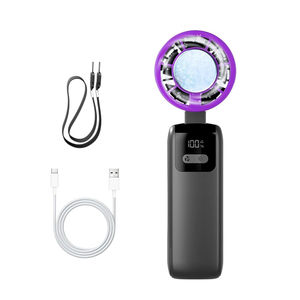 Mini ventilateur portable rechargeable USB 2000 mAh avec écran LED, réglable, refroidissement par compression de glace, électrique/à piles - Product Image 1