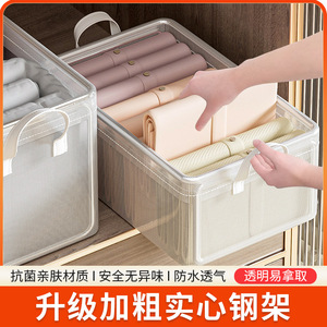 Clothing <b>Storage</b> <b>Box</b> Rectangle Transparent Folding Organizer Wardrobe Closet <b>Storage</b> Solution - Product Image 4