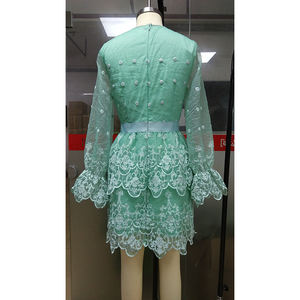 فساتين دانتيل مخصصة برقبة على شكل V للنساء بأكمام طويلة لحفلات الكوكتيل وإشبينة العروس وحفلات السهرة والمناسبات - Product Image 4