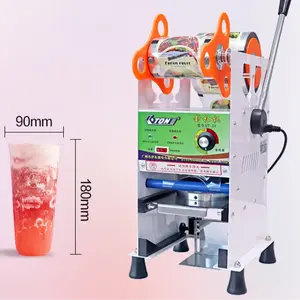 Low price hand pressing commercial paper boba bubble tea juice yoghurt plastic cup sealing machine manual cup sealer