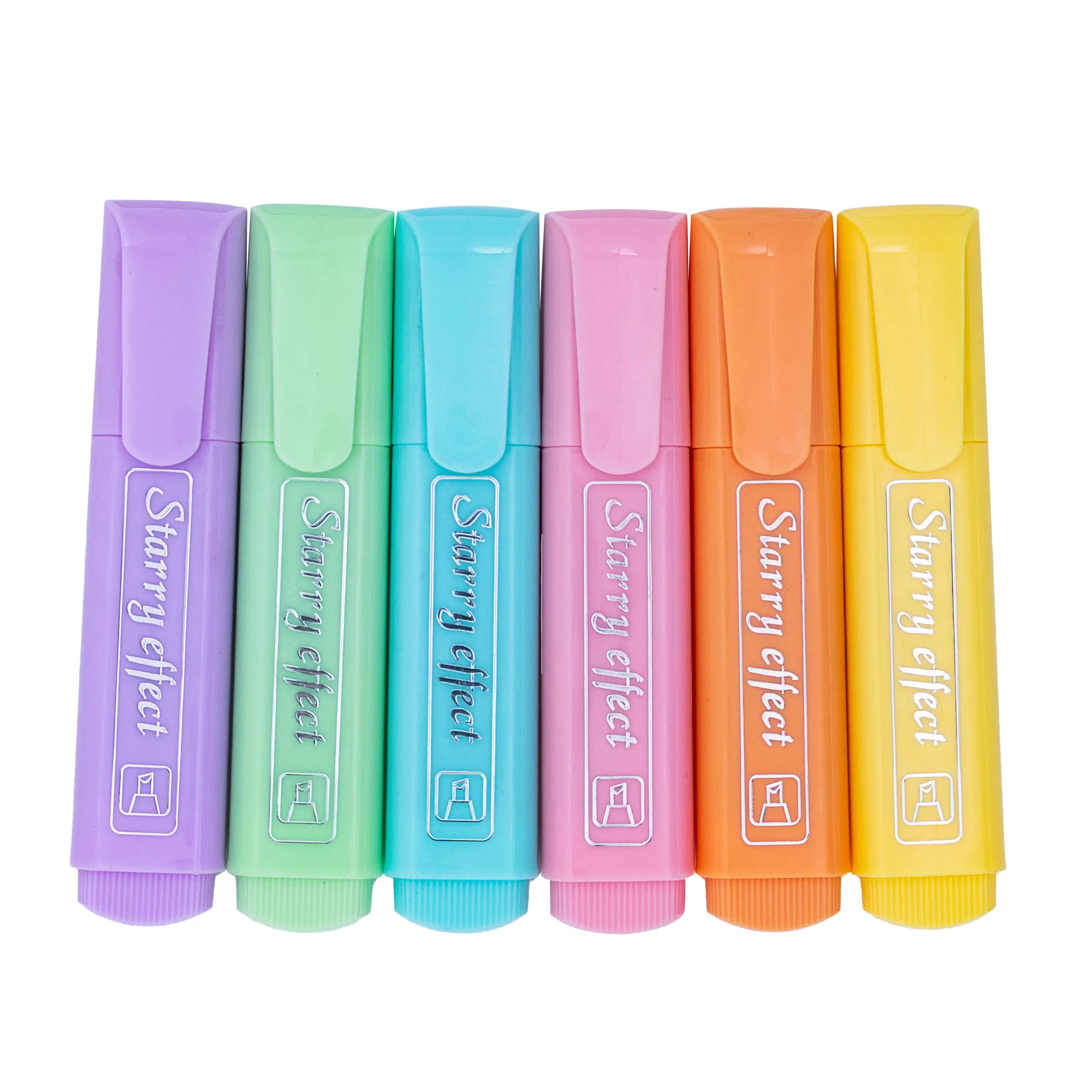 RTS 4pcs/card pastel supplier colorful highlighters pen normal size highlighter marker highlighter pen set with clip