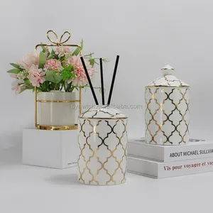Empty Ceramic Reed Diffuser Bottle Aroma Diffuser Packaging Boxe Luxury Reed Diffuser Jars Container And Scented Candle Gift Set