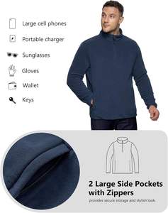 Veste polaire à fermeture éclair quart homme, pull-over polaire à manches longues et demi-fermeture éclair, sweat-shirt de golf thermique - Product Image 2