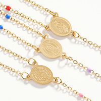 Nouveau collier unisexe fait main en acier inoxydable avec pendentif croix sacrée et centre Marie, chapelet catholique avec boîte