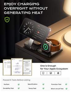 Support de charge sans fil LISEN Qi2 3-en-1 avec design pliable compact à 180 degrés pour iPhone 17 16 15 – Station de charge multi-appareils - Product Image 6