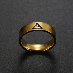 Anillo Masónico Personalizado de 8 mm para Hombre, Anillo de Sello Masónico de Acero Inoxidable con Número 14 del Rito Escocés, Triángulo Hebreo Grabado - Product Image 3