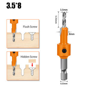 Jeu de mèches à fraiser à double cannelure-Foret à bois dissimulé à tige hexagonale - Product Image 5