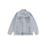 Veste en jean pour homme, style rétro bleu délavé, fabrication OEM/ODM, logo personnalisable, prix de gros, style vintage