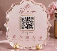 Support de code QR en acrylique personnalisable pour hamburger, plaque de table de restaurant à scanner pour commander