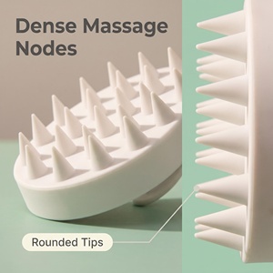 Brosse de massage du cuir chevelu ergonomique en silicone en forme de goutte d'eau, avec nœuds doux arrondis, pour le shampoing, portable, anti-stress, masseur capillaire - Product Image 2