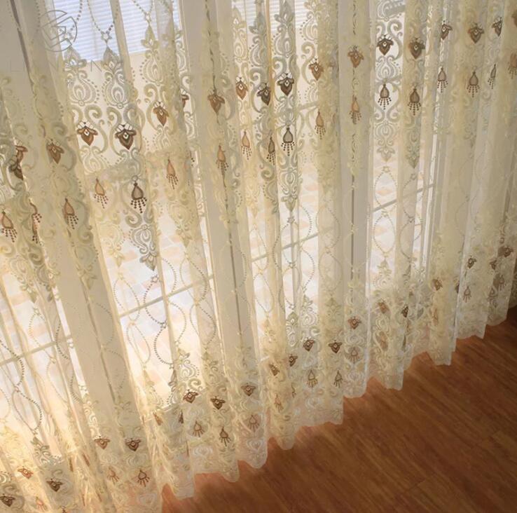 Простая Европейская Золотая занавеска, прозрачная вышитая оконная занавеска, восьмисимвольный вышитый экран для гостиной, балкона, плавающий
