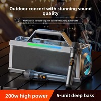 Microphone sans fil haute puissance 5.0 pour la maison, haut-parleur karaoké portable, haut-parleur extérieur étanche, alimenté par batterie