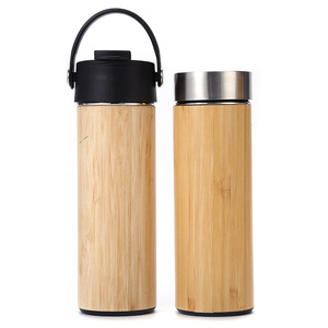 New Vacuum Insulated 500ml Double Wall 304 Stainless Steel Wooden Water <b>Bottle</b> <b>Flask</b> - Product Image 3