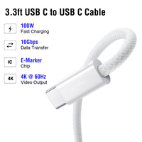 Câbles USB-C vers USB-C tressés en nylon 100W 1M (3ft) US Stock PD 3.1 pour charge rapide et transfert de données 10 Gbit/s pour ordinateur portable, iPhone, Samsung, vidéo 4K