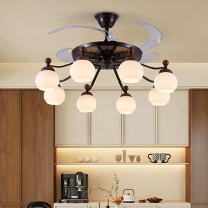 Lámpara <span class=keywords><strong>de</strong></span> <span class=keywords><strong>Techo</strong></span> con Ventilador Integrado, Control Remoto, Lámpara Principal para Sala <span class=keywords><strong>de</strong></span> Estar, Estilo Antiguo, Silenciosa, Conversión <span class=keywords><strong>de</strong></span> Frecuencia Eléctrica - Product Image 4