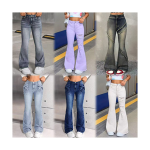 Jean en polyester tendance pour petite fille avec nœud décoratif, pantalon en denim polyvalent pour <span class=keywords><strong>enfant</strong></span>, bas de tenue personnalisé - Product Image 1