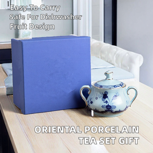 Wholesale 1735 Ceramic Oriental Creamy White Portable Fruit Coffee Cup Deep Plate Dinner Plate Tableware <b>Teapot</b> Tea <b>Set</b> Gift - Product Image 2