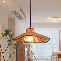 Luminaire suspendu vintage en rotin de saule doré, design moderne, forme allongée, style zen
