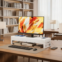 Support de moniteur minimaliste blanc de 700 mm avec tiroirs dissimulés pour une organisation fluide du bureau à domicile