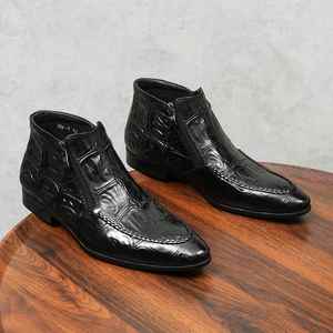 รองเท้าหนังลำลองสไตล์อังกฤษ Brook Embossed พื้นหนาเคลือบเงา ตกแต่งด้วยสีเพ้นท์ด้วยมือ สำหรับผู้ชาย ลายเสือดาว ฤดูใบไม้ร่วง - Product Image 5