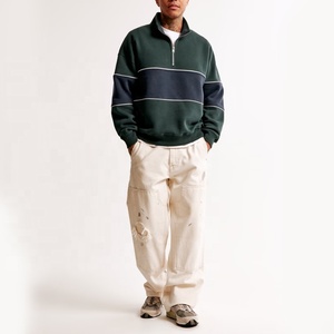 Felpe con Cappuccio e Mezza Zip per Uomo in Cotone 100% con Ricamo 3D Personalizzato OEM, Produttore di Felpe <span class=keywords><strong>Vintage</strong></span> <span class=keywords><strong>Oversize</strong></span> in Pile per Uomo - Product Image 2