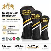 Housse de tête de club de golf en cuir PU avec logo personnalisé, broderie 3D, pour driver, fairway et hybride, vente en gros d'usine OEM, faible MOQ