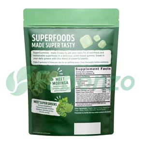 Complément Énergétique Gommes Super Greens Moringa pour Adultes Marque Privée OEM Sans Caféine Antioxydant Naturel Bénéfices Cérébraux et Cardiaques - Product Image 3