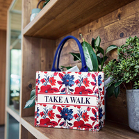 Sac fourre-tout en toile de coton de grande capacité Offre Spéciale paquet pour les femmes ruban de Logo imprimé en 3D élégant pour le shopping