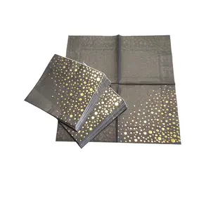 Factory Custom Printed Black 3 Ply Soft Decoupage Hot Stamping Gold Foiled Personalized Paper Napkins