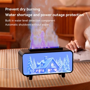 Diffuseur d'huiles essentielles à ultrasons effet cheminée, humidificateur d'air domestique avec lumière colorée, diffuseur d'arômes - Grande Vente - Product Image 4
