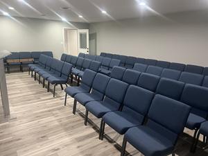 Silla de auditorio plegable actual con asientos de Teatro de tela de escritorio adjuntos para iglesias, escuelas - Product Image 6