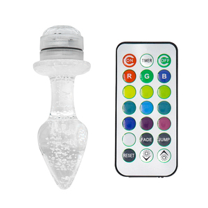 Anal Plug Vibrador Luminoso Glass Anal Plug Control remoto Cambio de color Hombre Mujer Anal <span class=keywords><strong>Dilatador</strong></span> Adulto Juguete sexual Luz LED - Product Image 1