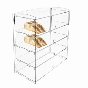 Vendite calde 4 livelli vetrina per pane ad alta trasparenza vetrina per panetteria vetrina per pasticceria acrilica
