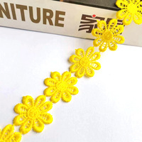 Usine populaire multicolore broderie fleur dentelle garniture 2.5cm Polyester vêtements accessoires dentelle marguerite fleur dentelle garnitures DB206