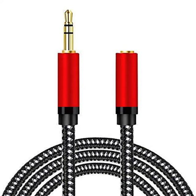 Multi Length 0.5M-30M 3.5MM Coaxial Twisted Pair Gold Plated PVC Red Stereo Audio Aux Extension Cable for Mobile Phone Headphone