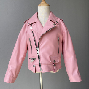 Nouveau design de veste en cuir de moto pour enfants, filles et garçons, coupe-vent, vestes en cuir véritable personnalisées avec fermeture éclair pour printemps et automne pour enfants - Product Image 4