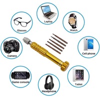 Tournevis magnétique 5-en-1 en alliage d'aluminium pour appareils Apple/Android, lunettes, ordinateurs et téléphones portables – Boîte OEM