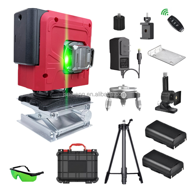 Self Leveling Green 520nm Beam Industrial DIY Grade Laser Level Lithium Battery 12V 16 Line 360 Degree Rotation Tool PINENG