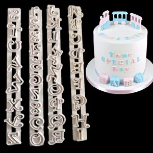 4PCS English Letter and Number cake decorating frill cutter Alphabet letter fondant cutter Biscuit cookie embosser