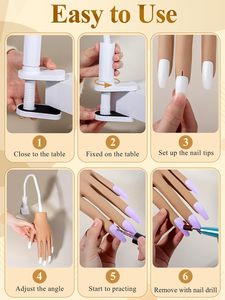 Main d'entraînement portable carrée en caoutchouc souple pour ongles en acrylique, avec capsules amovibles, main d'entraînement flexible pour la pratique du nail art - Product Image 5