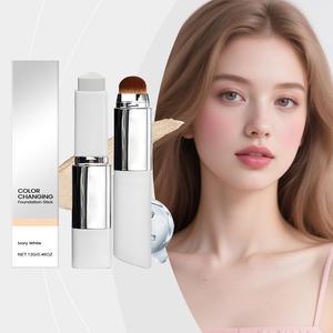 V-shape Color-changing Foundation Stick Full Coverage <b>Concealer</b> Foundation Stick Long-Lasting Foundation Stick with Brush - Product Image 3