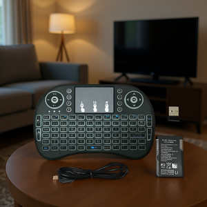 EGTMA Mini Qwerty Wireless Keyboard With Touchpad And 2.4GHz USB Receiver For TV And Desktop Use, Full Size Layout, 3-RGB Backli - Product Image 2