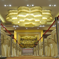 Lustre suspendu LED moderne de luxe personnalisé, base en fer, éclairage de hall d'hôtel, cristal, acier inoxydable, lustre de plafond