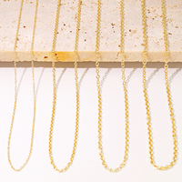 Chaîne de collier en gros, maillons en O de 0,9 mm, 1,35 mm, 1,55 mm, 1,75 mm, 18 pouces, avec fermoir à ressort, en or véritable 14 carats AU585