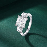 Bague en moissanite taille carrée, certification GRA, bague en argent 925 avec moissanite, bague de fiançailles en diamant pour femme, cadeau de mariage